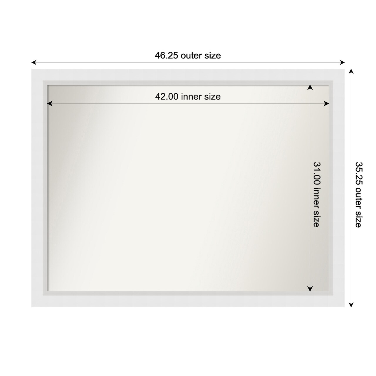Blanco White Non-Beveled Custom Framed Bathroom Vanity Wall Mirror